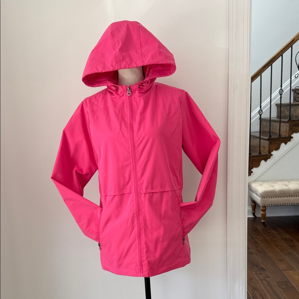 Juniors Pink Hooded Windbreaker Jacket